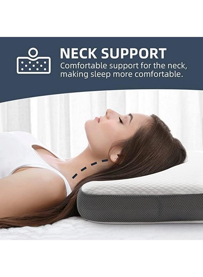 Cushio™ Cooling Gel Memory Foam Pillow | Size 24"x16"x3.5" (Set of 1) Cervical Pillow for Relieving Neck & Shoulder Pain with Free Pillow Cover (White & Grey) - Image 4