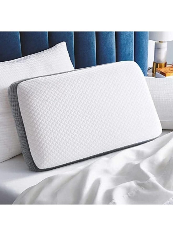 Cushio™ Cooling Gel Memory Foam Pillow | Size 24"x16"x3.5" (Set of 1) Cervical Pillow for Relieving Neck & Shoulder Pain with Free Pillow Cover (White & Grey) - Image 1