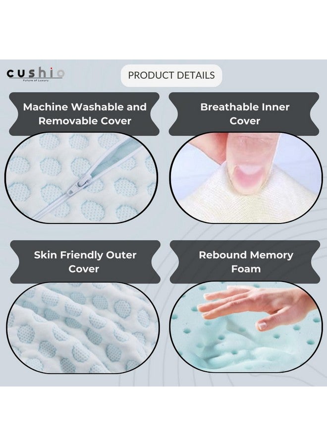 Cushio™ Cooling Gel Memory Foam Pillow | Size 24"x16"x3.5" (Set of 1) Cervical Pillow for Relieving Neck & Shoulder Pain with Free Pillow Cover (White & Grey) - Image 5