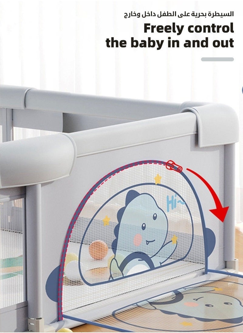 MIXDE Baby Playpen Fence, Portable Babies Playards for Toddlers, Safety Infant Activity Center,  Sturdy Play Area, with 2 Pull Rings, 60 Marine Balls and Storage Bag, 180x200cm  - Image 4