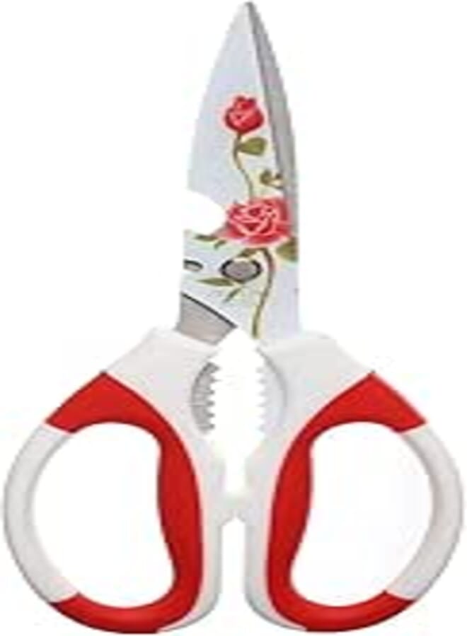 Spaceshoop Stainless Steel Kitchen Scissors - Red White