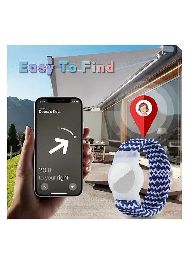 قطعتان من أساور معصم الأطفال من نوع Airtag، سوار أطفال متوافق مع Apple AirTag، ملحقات حامل شريط كاسيت من النايلون للأطفال الصغار والكبار، قابل للتعديل لمنع الضياع - Image 4