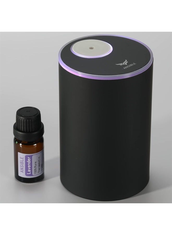 Essential Oil Diffusers, Waterless Diffuser, Battery Operated Diffuser, Aromatherapy Diffuser, 10ml Lavender Essential Oils, Black