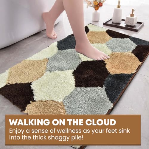 MAXOSHINE Microfiber Bathroom Mat Water Soak-Anti Skid Mat for Bathroom Kitchen Bedroom Entrance-Super Soft Door Mats for Home-2000 GSM Floor Mat-40 x 60 cm Pack of 2, Geometric Brown - Image 3