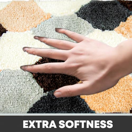 MAXOSHINE Microfiber Bathroom Mat Water Soak-Anti Skid Mat for Bathroom Kitchen Bedroom Entrance-Super Soft Door Mats for Home-2000 GSM Floor Mat-40 x 60 cm Pack of 2, Geometric Brown - Image 4