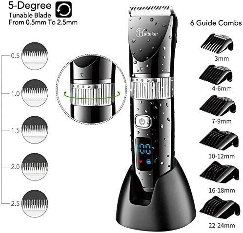 Hatteker Professional Hair Clipper Cordless Clippers Hair Trimmer Beard Trimmer Shaver Detail Trimmer Hair Cutting Kit for Men Waterproof