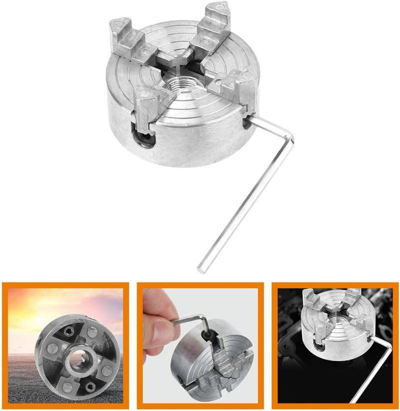 Lurrose Mini 4 Jaw Lathe Chuck Zinc Alloy Self-centering Clamp Accessory for Metal Mini Lathe Chuck Replacement Tool - Image 5