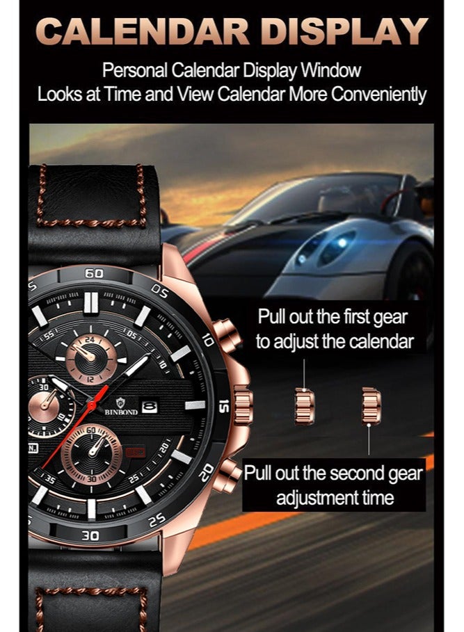 BINBOND Men's Business Fashion Watch Multi Functional Sports Watch - Image 3