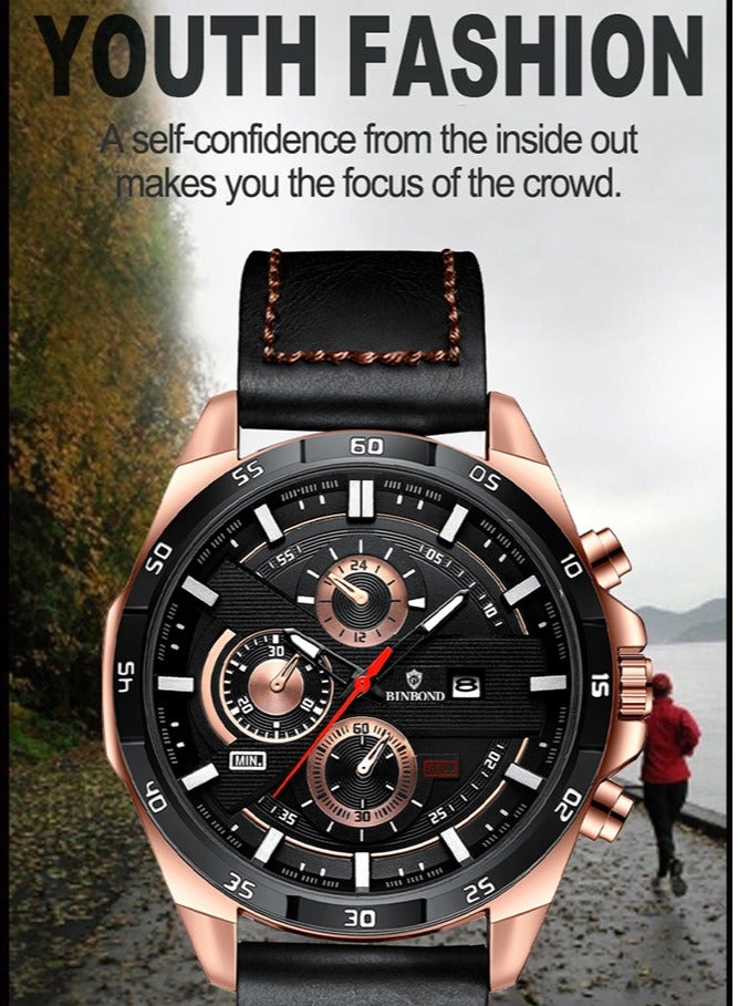 BINBOND Men's Business Fashion Watch Multi Functional Sports Watch - Image 5