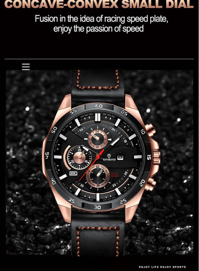 BINBOND Men's Business Fashion Watch Multi Functional Sports Watch - Image 2