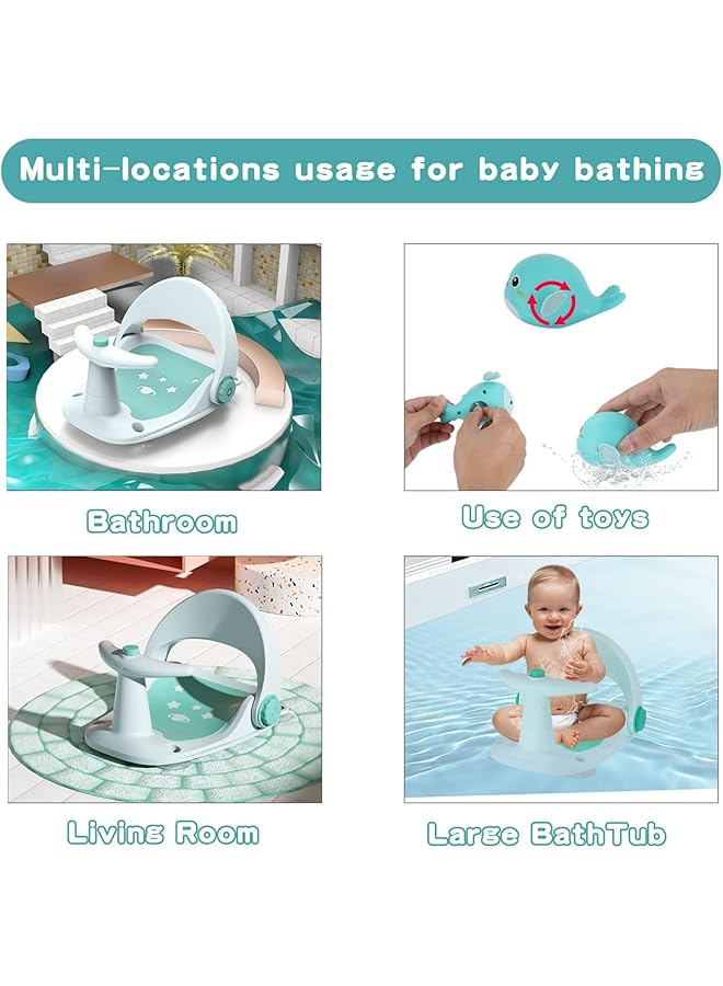 إيروريكس مقعد استحمام للأطفال، كرسي استحمام ثابت للأطفال، كرسي استحمام للأطفال بتصميم كوب الشفط، مقعد مريح للأطفال - Image 3