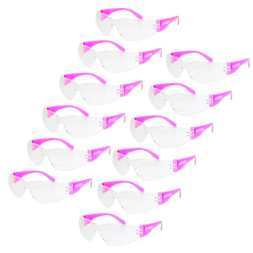 JORESTECH Eyewear Protective Safety Glasses, Polycarbonate Impact Resistant Lens Pack of 12 (Clear, Pink) - Image 1