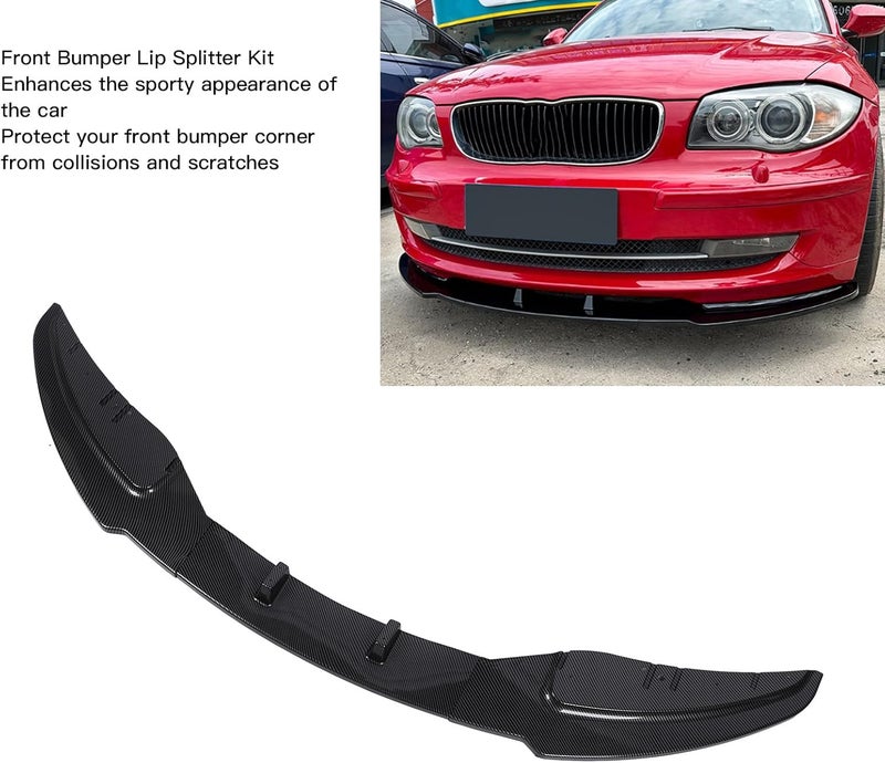 Front Bumper Spoiler, Aggressive Style High Strength ABS Bumper Splitter, Lip Kit with Easy Installation for 1 Series E88 LCI Standard Edition 2008 to 2011 (Carbon Fiber Style) - Image 5