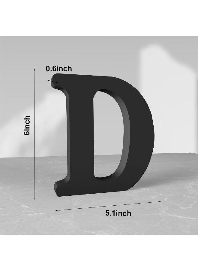 TPGP حروف خشبية سوداء بطول 6 بوصات لتزيين الجدران - شرائح حروف زخرفية غير مكتملة لتزيين لوحات الإعلانات، الحرف، ومشاريع حفلات المنزل (D) - Image 2