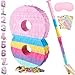 PCFING 20 Inch Number 8 Piata Candy Color with 30 Inch Piata Stick Blindfold Confetti for Boys Girls Adults Birthday Party Decorations Anniversary Celebration Fiesta - Image 2