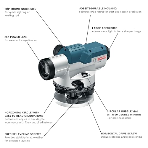 BOSCH GOL26 26X Automatic Optical Level, Includes Plumb Bob, Tool Kit, & Carrying Case - Image 2