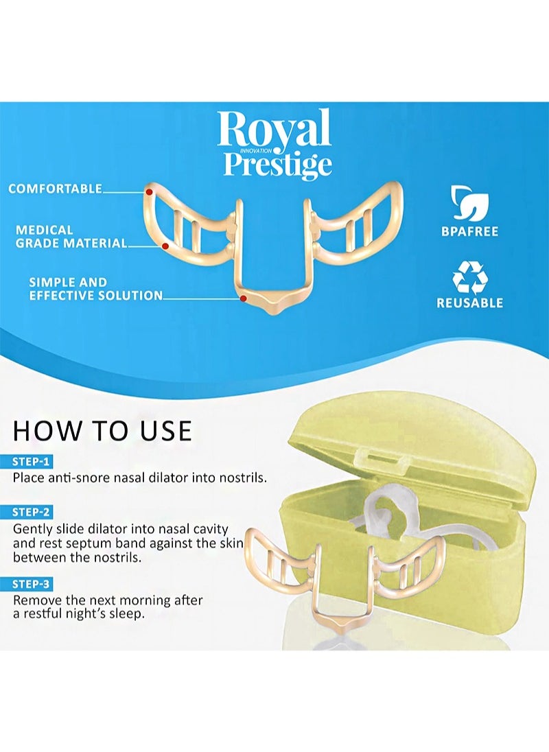 Royal Prestige - مساعد التنفس الرياضي داخل الأنف، مساعد التنفس داخل الأنف مع حقيبة تخزين، محلول طبيعي للشخير، مناسب للتمرين - Image 1