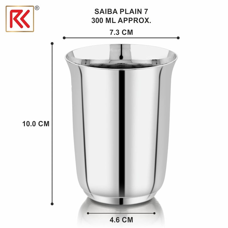 RK SAIBA 7 Premium Stainless Steel Deep Royal Touch Finish Tableware Drinkware Tumbler Drinking Glasses for Home, Restaurants, Office Capacity 300Ml - Set of 4 Silver - Image 3