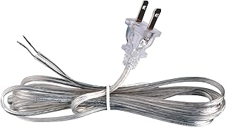 Creative Hobbies Clear Silver Lamp Cord, 8 Foot Long, Replacement Lamp Cord Lamp Repair Part, 18/2 SPT-1 Wire, UL - Image 1