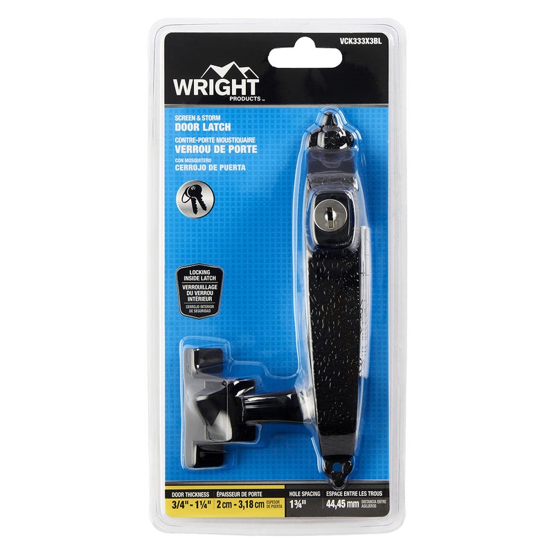 Wright Products - Keyed Colonial Push Button Door Latch for Screen and Storm Doors, Black, 1 Unit - Image 4