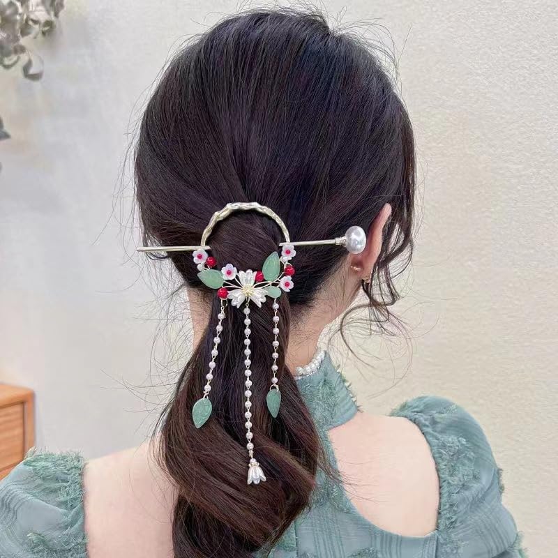 ZUGAD Flower Bow Clips for Women Girls Stylish Tassel Hair Bun Accessories Rhinestone Hair Clip for Women Hair Buns Claw Clips Gift Juda Hair Accessories for Bride Wedding Daily Party 1Pc - Image 3