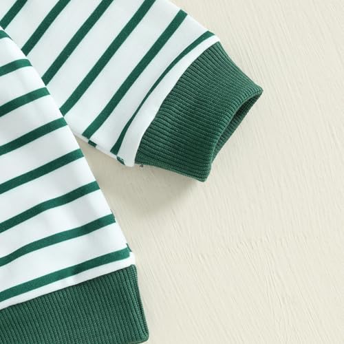 MERSARIPHY Toddler Baby Boys Halloween Outfits Stripe Shirt Sweatshirt + Overalls Little Pumpkin Boo Fall Winter Clothes Set (Green Merry Christmas, 18-24 Months) - Image 5