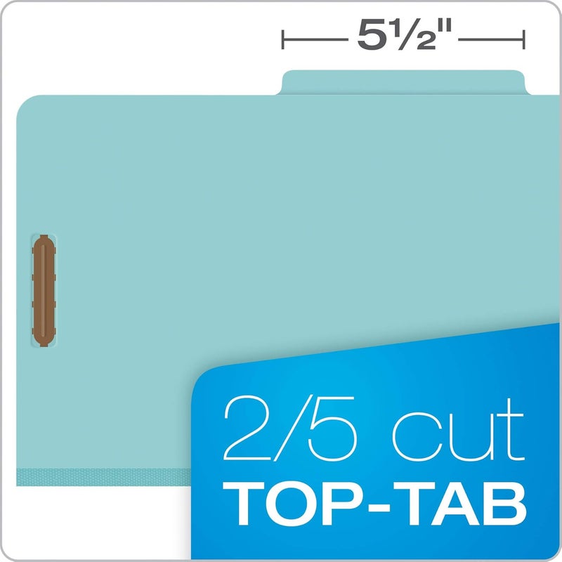 Pendaflex Recycled Classification File Folders, 1 Divider, 2" Embedded Fasteners, 2/5 Tab Cut, Legal Size, Light Blue, Box of 10 (28777R) - Image 5