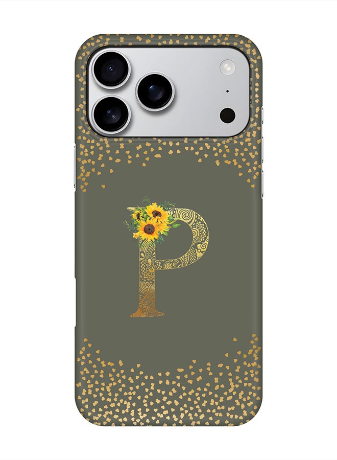 Stylizedd For iPhone 17 Pro Max,Case, [Compatible with MagSafe] Magnetic cover Slim fit Protection Matte, - Custom Floral Monogram - P  (Olive Green )