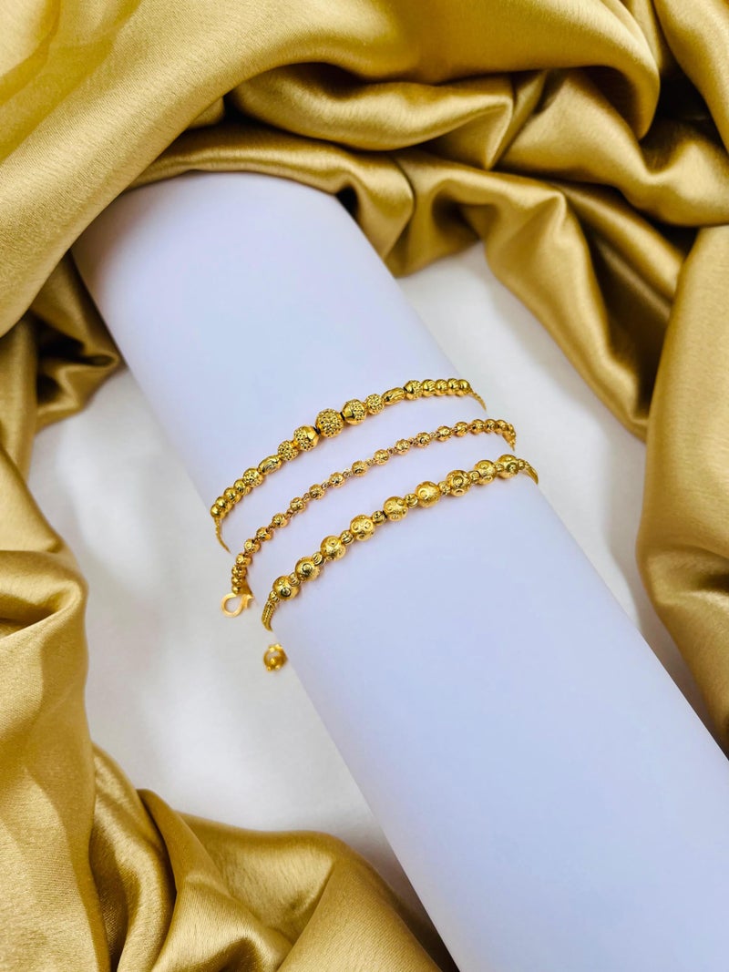 JHB Golden Gold-Plated Brass Bracelet 3 pis Combo for Women And Girl's (3 Pis Golden Bracelet) - Image 2