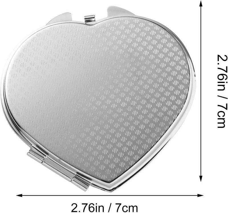 Heart-Shaped Compact Mirror Double-Sided Foldable Travel Pocket Makeup Mirror Portable Handheld for Women on The Go - Image 2