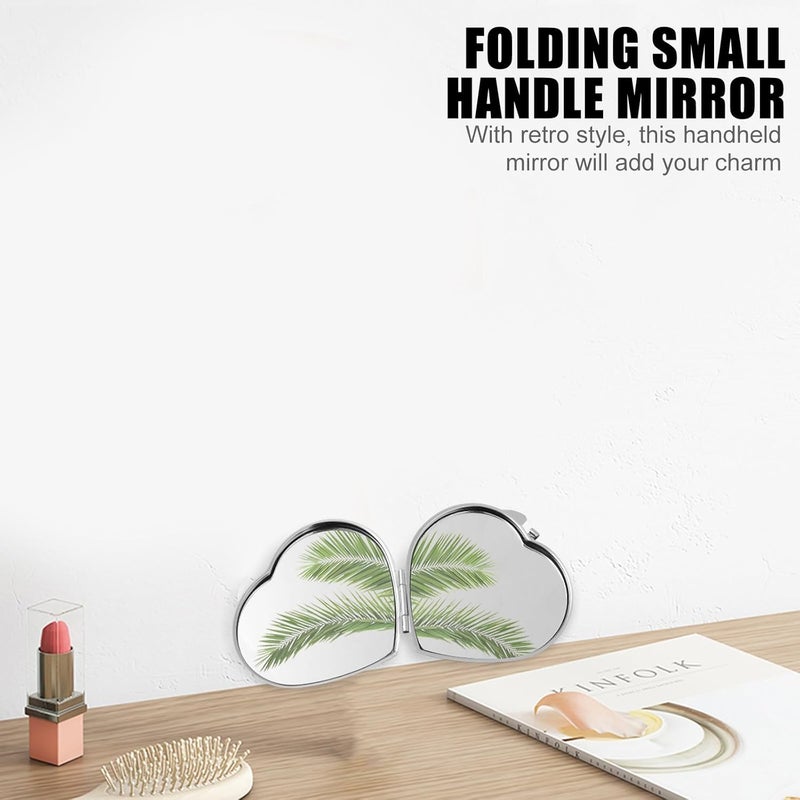 Heart-Shaped Compact Mirror Double-Sided Foldable Travel Pocket Makeup Mirror Portable Handheld for Women on The Go - Image 3
