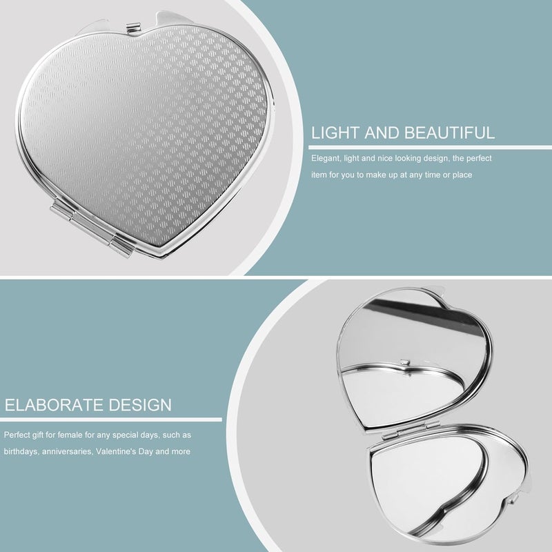 Heart-Shaped Compact Mirror Double-Sided Foldable Travel Pocket Makeup Mirror Portable Handheld for Women on The Go - Image 4
