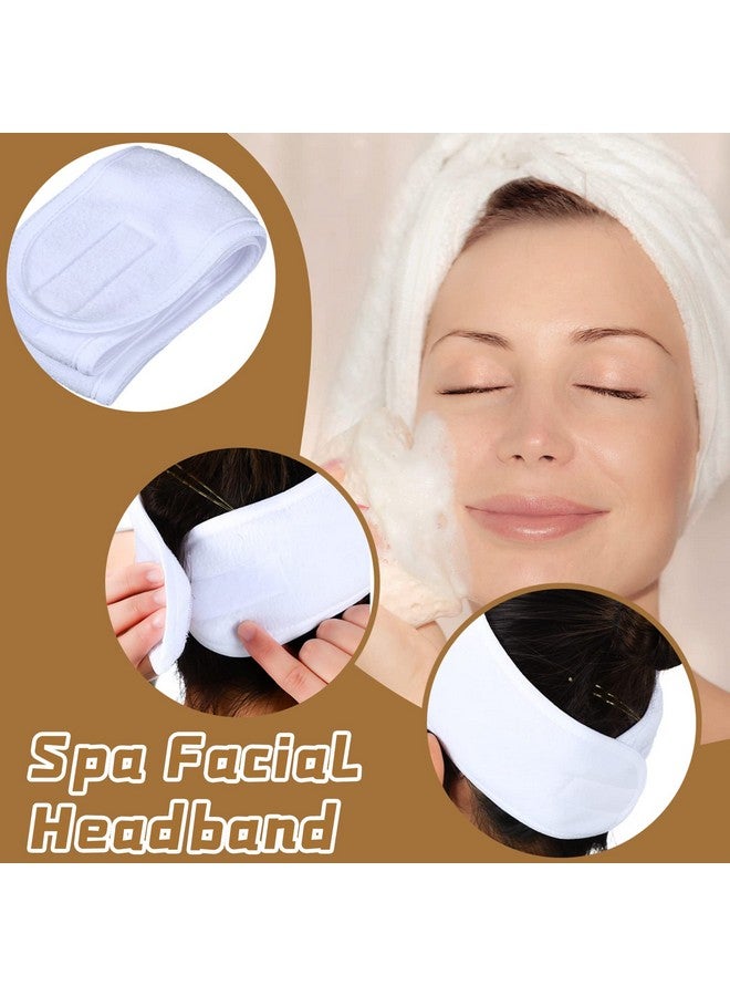 Skyley 4 Pcs Spa Facial Headband Makeup Head Wrap Adjustable Towel With 30 Pcs Compressed Facial Sponges 4 Pcs Facial Mask Fan Brushes For Facial Esthetician Supplies (Yellow White Orange) - Image 4