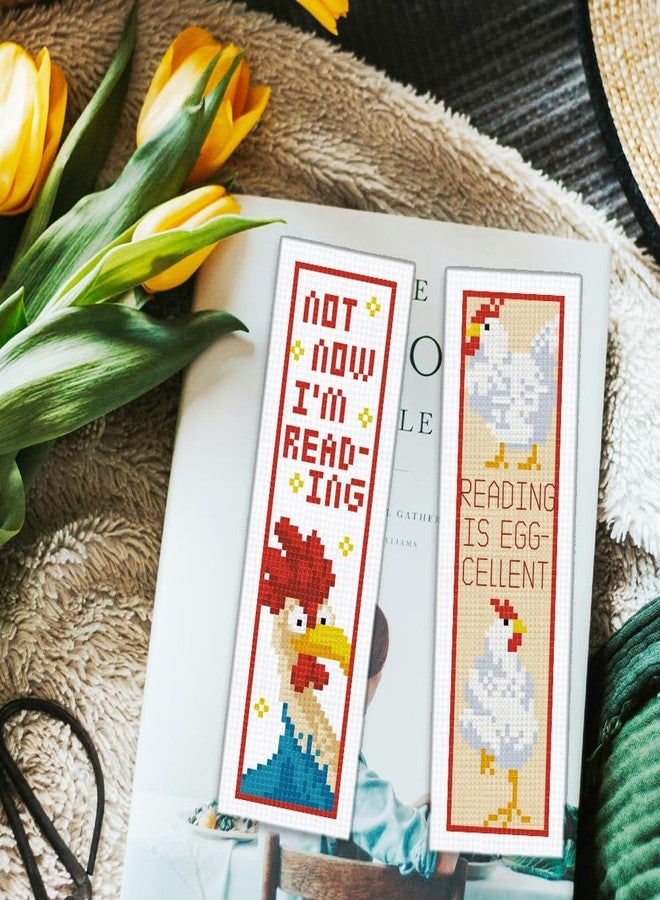 ORIGACH 6 Pcs Cross Stitch Bookmark Kit for Beginner Adults, Cute Chicks and Words Stamped Embroidery Bookmark Kit with Instruction for Starters Printed Cross Stitch DIY Kits for Book Lovers - Image 5