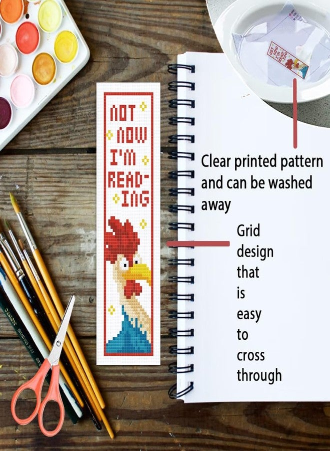 ORIGACH 6 Pcs Cross Stitch Bookmark Kit for Beginner Adults, Cute Chicks and Words Stamped Embroidery Bookmark Kit with Instruction for Starters Printed Cross Stitch DIY Kits for Book Lovers - Image 3