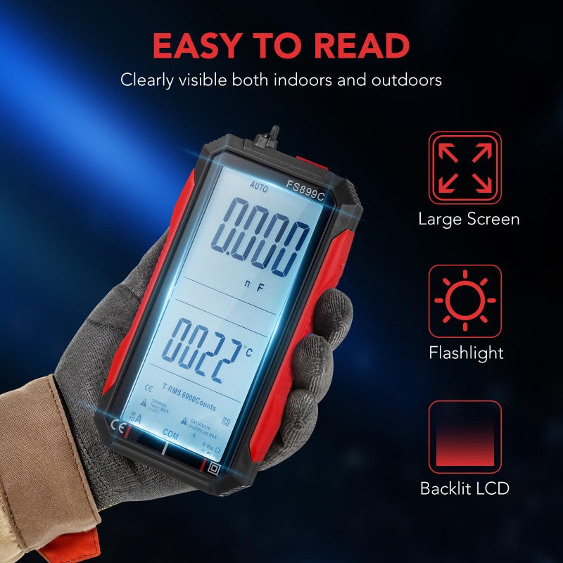 Digital Multimeter Pen Style Voltmeter Ammeter Electrical Tester Large Screen Auto Ranging - Image 5