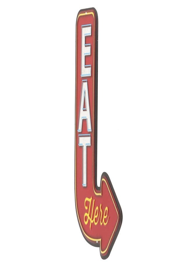 Open Road Brands Eat Here Arrow Embossed Metal Sign - Vintage Diner Sign for Kitchen or Man Cave - Image 2