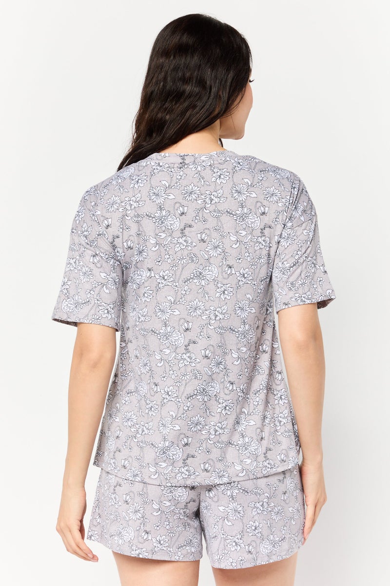 Jones New York طقم بيجاما مكون من قطعتين للنساء، رمادي - Image 3