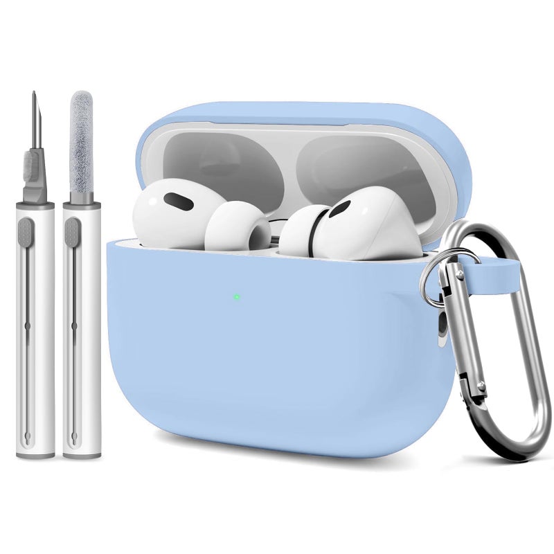 Woyinger for AirPods Pro 3 Case (2025) with Cleaner Kit, Compatible with Airpods Pro 3rd Generation Case (USB-C Cable) with Keychain for Women and Men,Sky Blue - Image 1