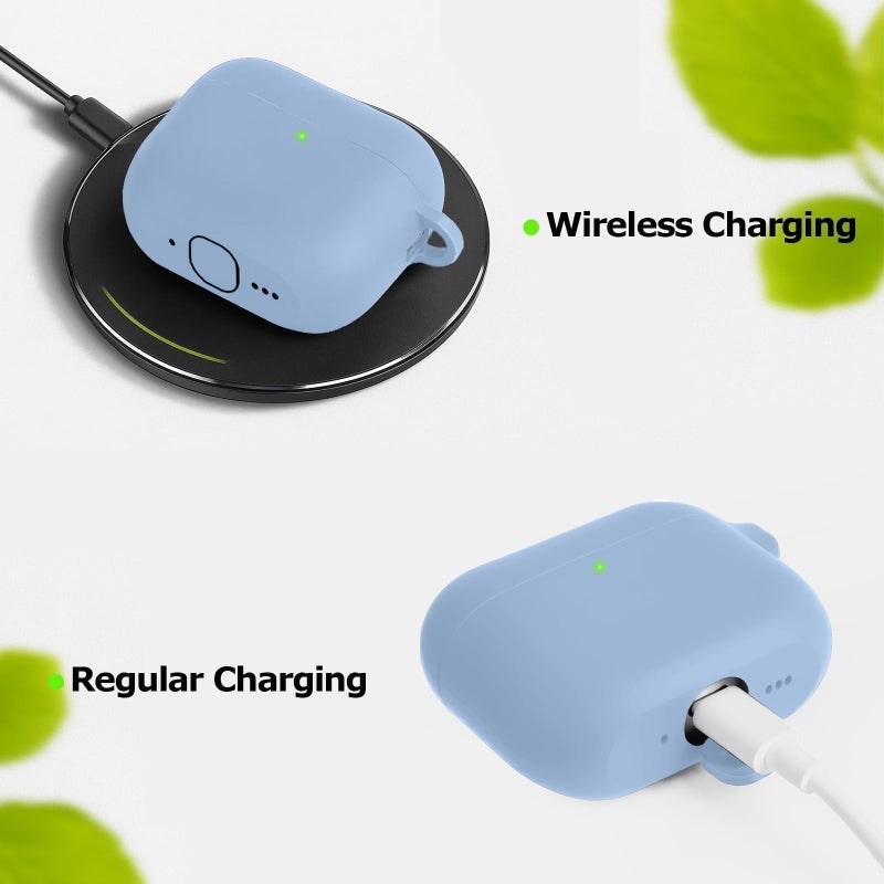 Woyinger for AirPods Pro 3 Case (2025) with Cleaner Kit, Compatible with Airpods Pro 3rd Generation Case (USB-C Cable) with Keychain for Women and Men,Sky Blue - Image 3