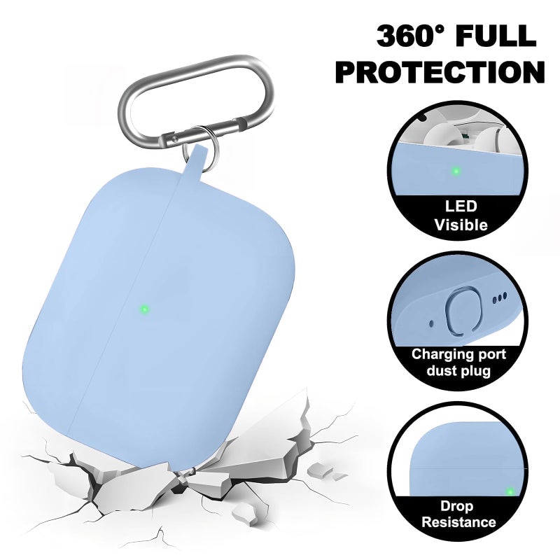 Woyinger for AirPods Pro 3 Case (2025) with Cleaner Kit, Compatible with Airpods Pro 3rd Generation Case (USB-C Cable) with Keychain for Women and Men,Sky Blue - Image 4