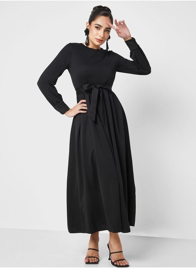 Refka by modanisa - Belted Long Sleeve Dress - Image 1