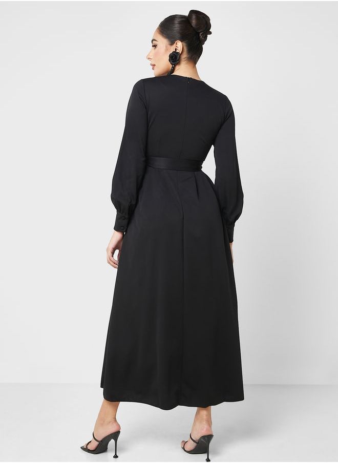 Refka by modanisa - Belted Long Sleeve Dress - Image 1