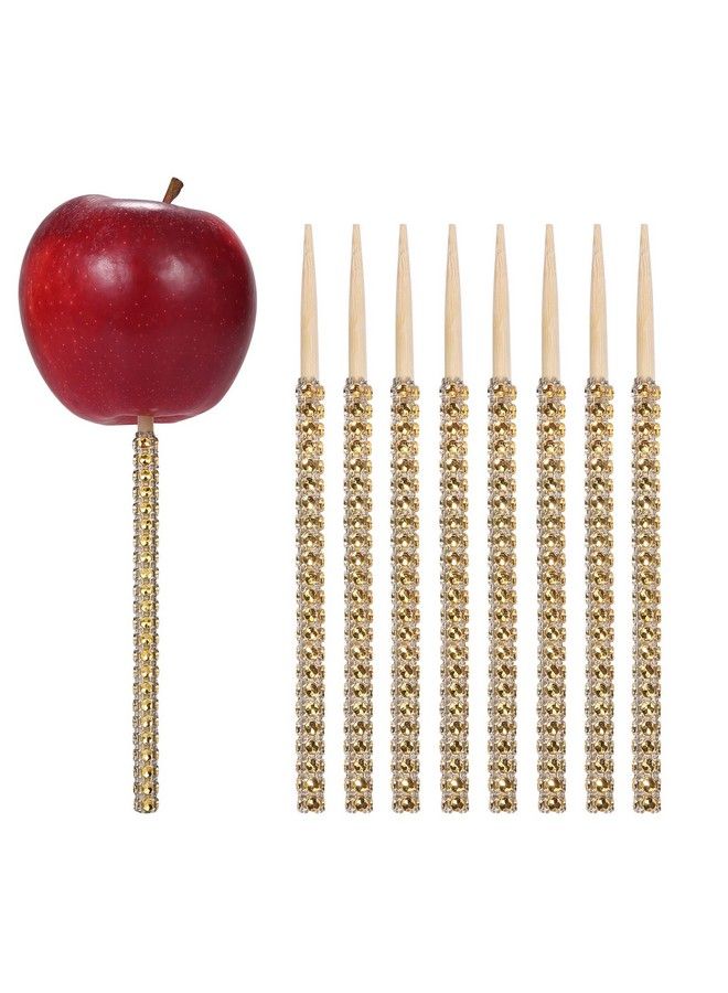 Quotidian 24Ct Rhinestone Bling Bamboo Candy Apple Sticks 6 Inch For Cake Pop Chocolate Caramel Apple Skewers Buffet Party Favor Candy Making Accessories By Quotidian (Gold) - Image 2