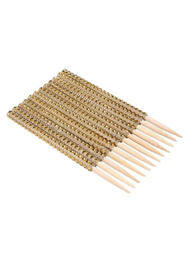 Quotidian 24Ct Rhinestone Bling Bamboo Candy Apple Sticks 6 Inch For Cake Pop Chocolate Caramel Apple Skewers Buffet Party Favor Candy Making Accessories By Quotidian (Gold) - Image 3