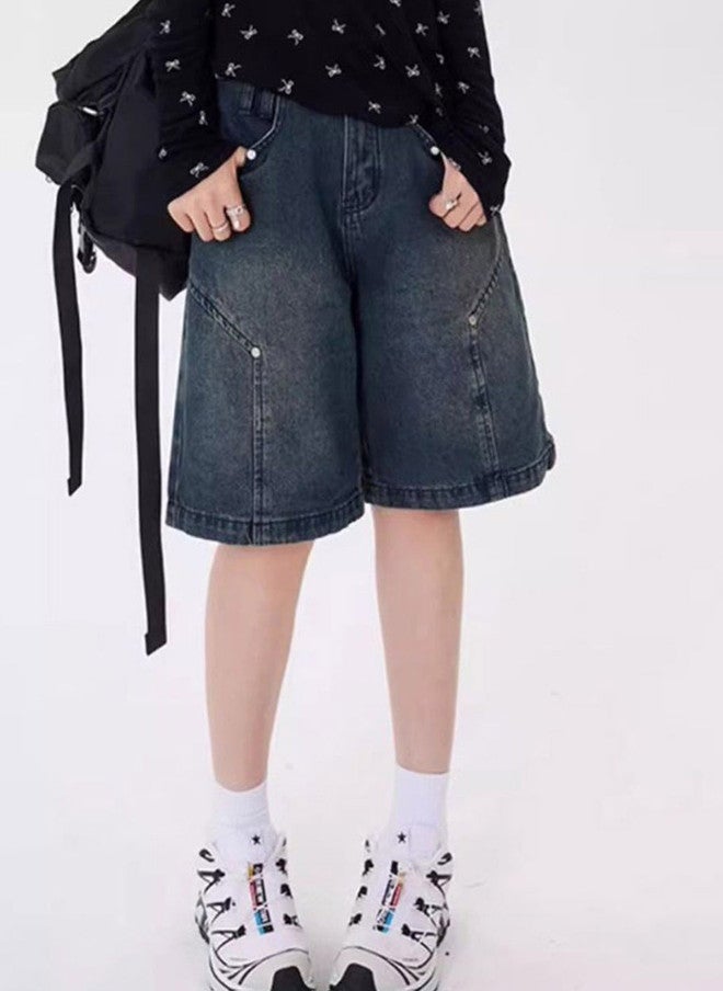 YUNIQEE Washed Loose Fit High-Rise Denim Shorts for Women - Image 1
