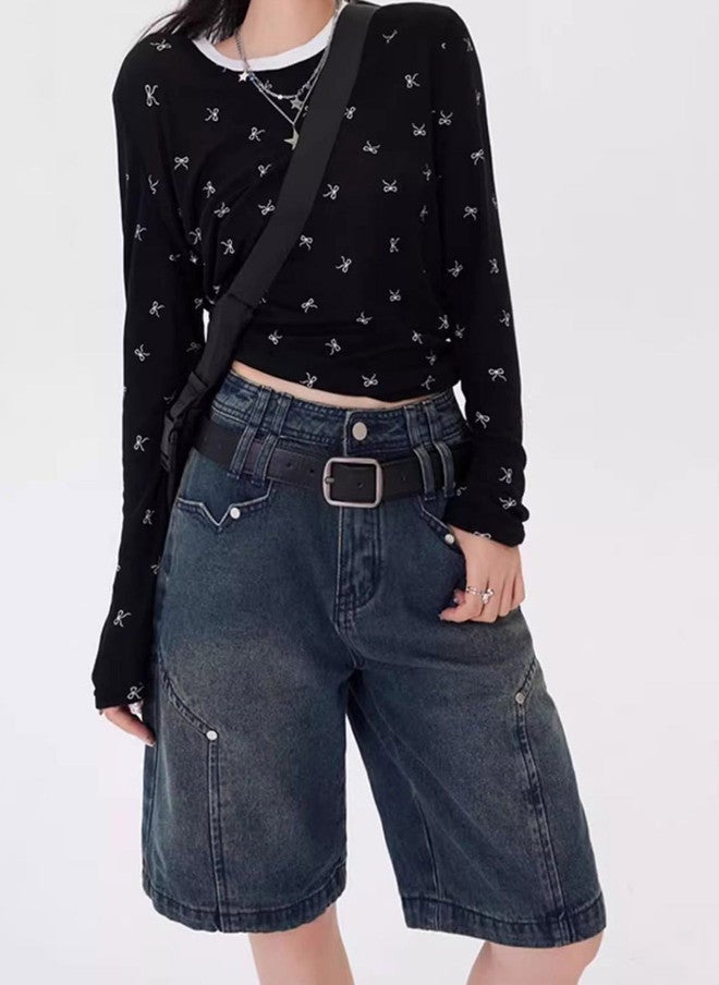 YUNIQEE Washed Loose Fit High-Rise Denim Shorts for Women - Image 4