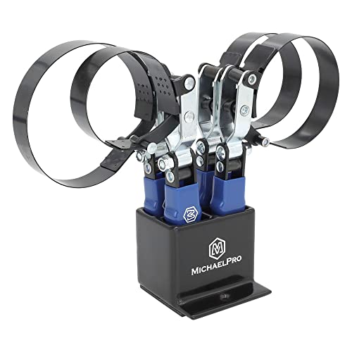 MichaelPro MP001223 4-Pcs Professional Swivel Oil Filter Wrench Set with Stand, 57 to 111mm | 2-1/4 to 4-3/8 Inches - Image 1