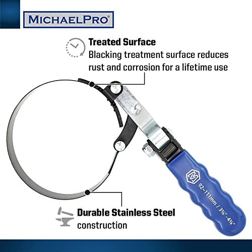 MichaelPro MP001223 4-Pcs Professional Swivel Oil Filter Wrench Set with Stand, 57 to 111mm | 2-1/4 to 4-3/8 Inches - Image 4