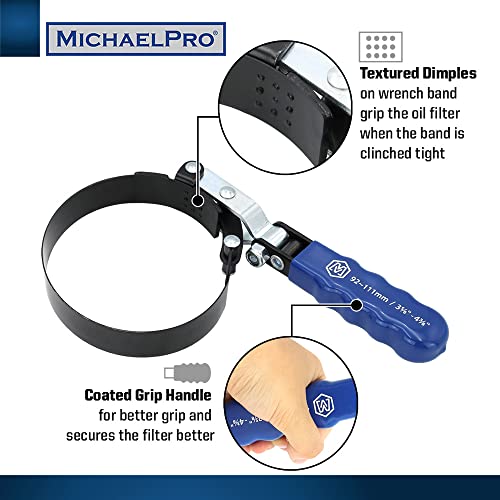 MichaelPro MP001223 4-Pcs Professional Swivel Oil Filter Wrench Set with Stand, 57 to 111mm | 2-1/4 to 4-3/8 Inches - Image 3